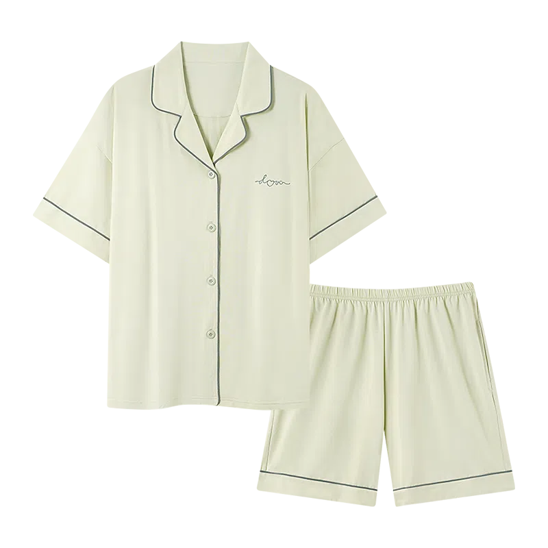 欧迪芬 女生空调房必备宅家穿搭亲肤柔软抗菌防螨敏感肌人群适配宽松版型不束缚睡衣套装 女款