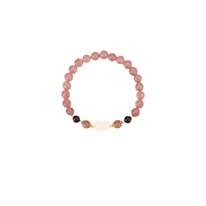 大唐国鼎 新中式复古风小众设计优雅国潮 精致纹理旺事业学业本命年财运 好运 草莓晶 手串 女款