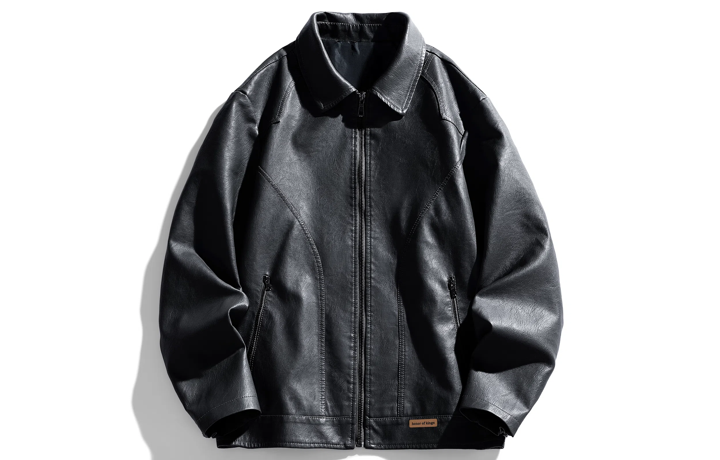 王者荣耀 美式高街美拉德机车翻领外套宽松舒适青少年高颜值百搭时尚潮牌皮衣 男女同款