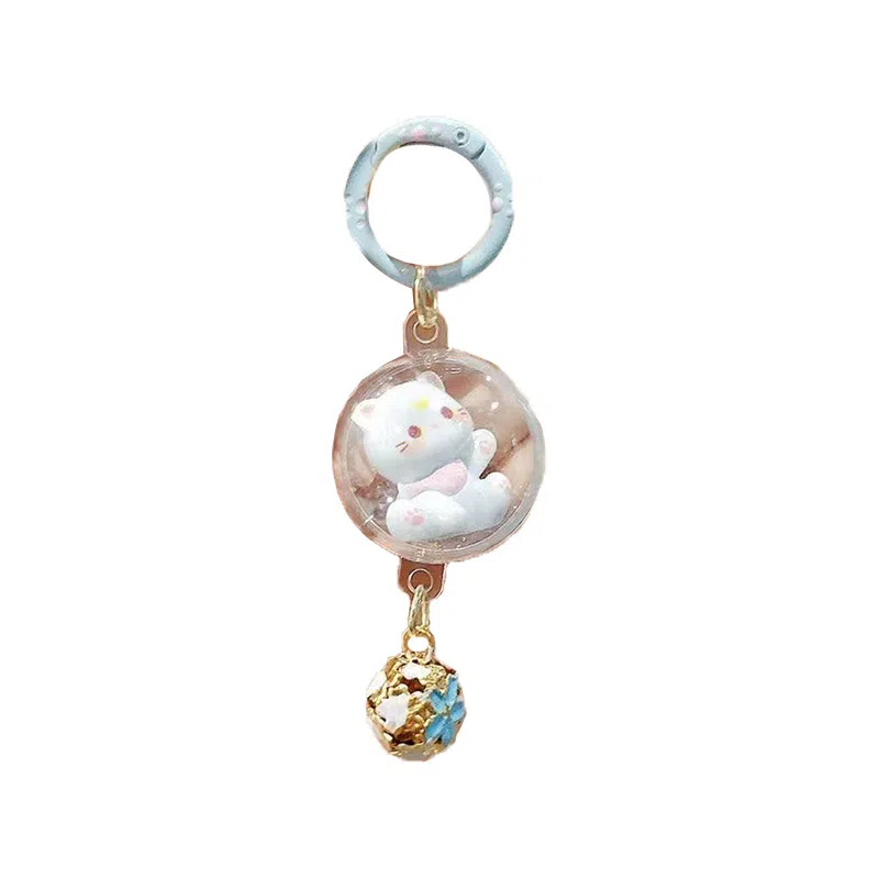 祎步康 创意卡通可爱立体猫咪铃铛风铃 塑料 挂件 男女同款情侣款