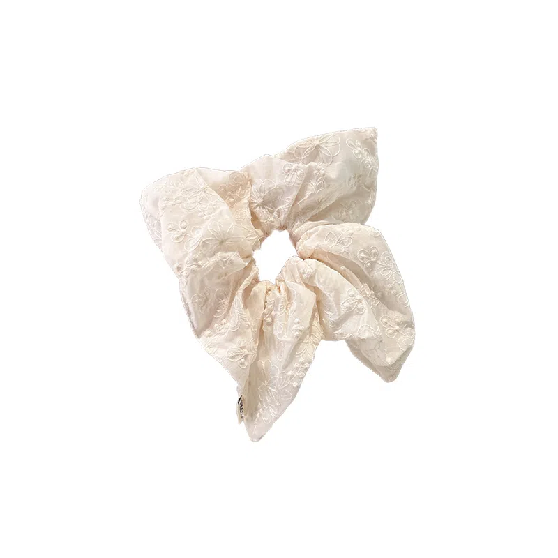 水中玉 高级感甜美刺绣花朵大肠发圈丸子头韩系温柔头花方巾头饰 布艺 头绳 女款