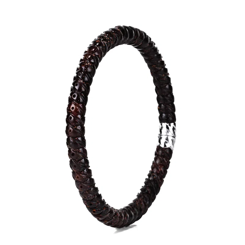 钰澜文玩 「归墟·混元无始环」黑金玉化手工雕刻新中式潮流 星月菩提 手串 男女同款情侣款