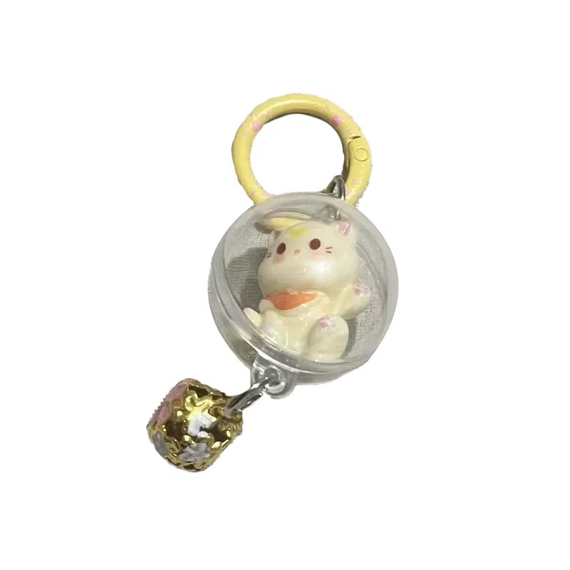 祎步康 创意卡通可爱立体猫咪铃铛风铃 塑料 挂件 男女同款情侣款