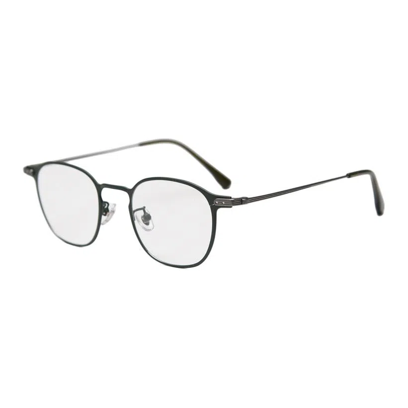 山一丸 细边金属钛轻近视眼镜框文艺 纯钛 方形 光学镜架 男女同款情侣款