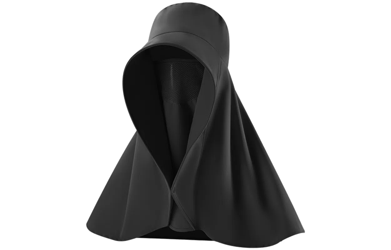 优幽兰 时尚小众设计感全脸遮阳大檐面罩护颈一体披肩百搭简约防紫外线户外出游通勤骑车太阳 锦纶 防晒帽 女款