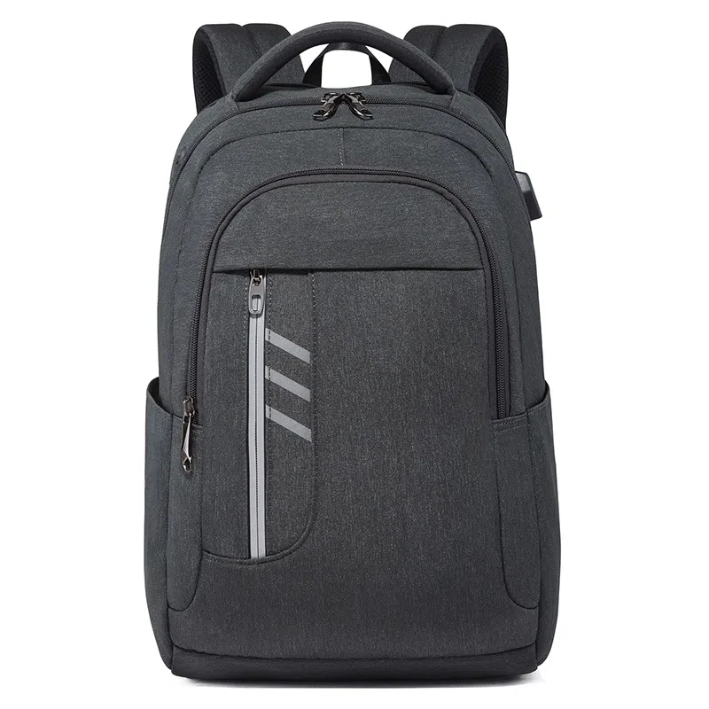 老人头 商务短途出差旅行百搭通勤 织物 双肩包 常规 男款 黑灰色