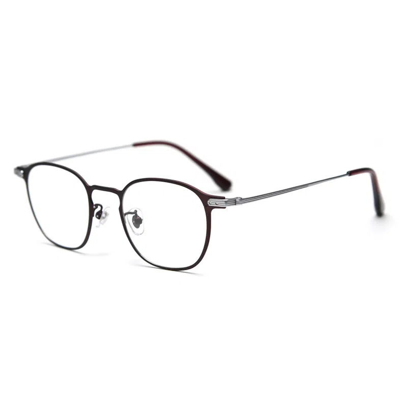 山一丸 细边金属钛轻近视眼镜框文艺 纯钛 方形 光学镜架 男女同款情侣款