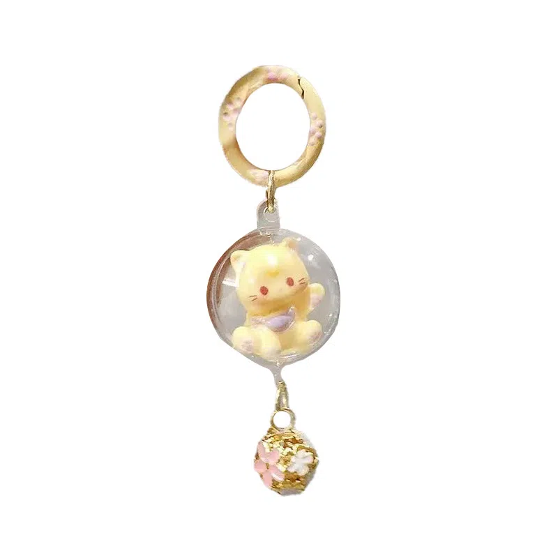 祎步康 创意卡通可爱立体猫咪铃铛风铃 塑料 挂件 男女同款情侣款