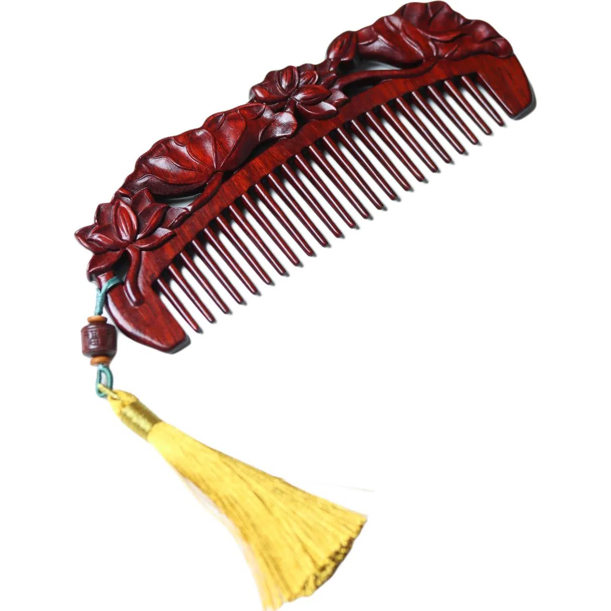 書卓 【出水芙蓉】精工制作 精雕细琢 招财进宝 #好运 红花梨 木梳 男女同款情侣款