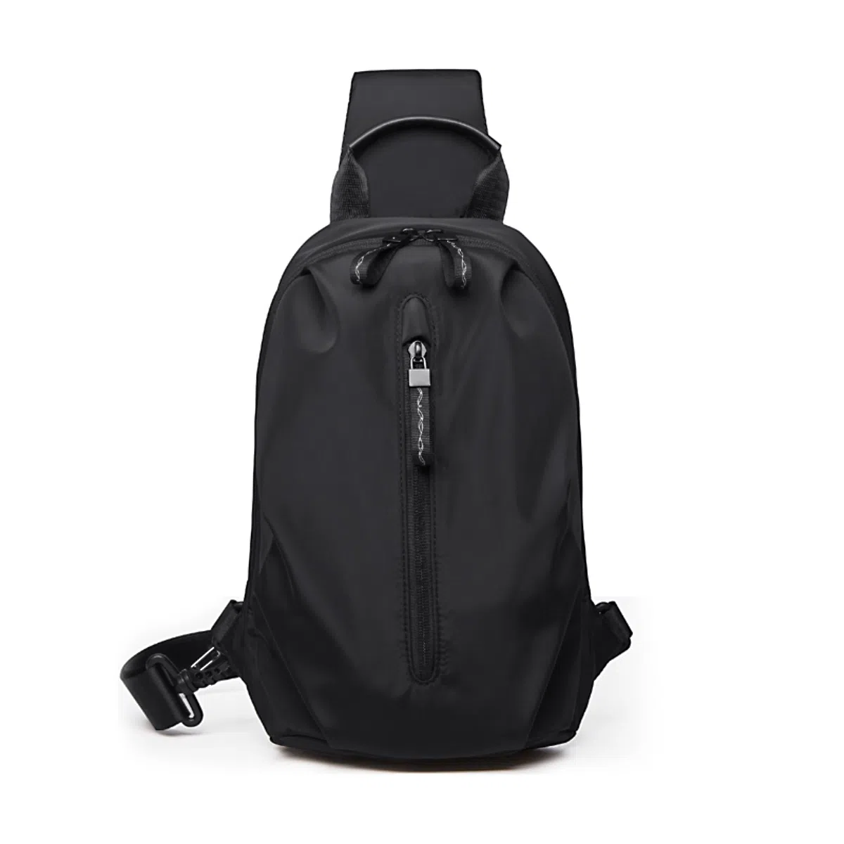 老人头 简约时尚防泼水休闲百搭轻便实用斜挎包 织物 胸包 常规 男款 黑色