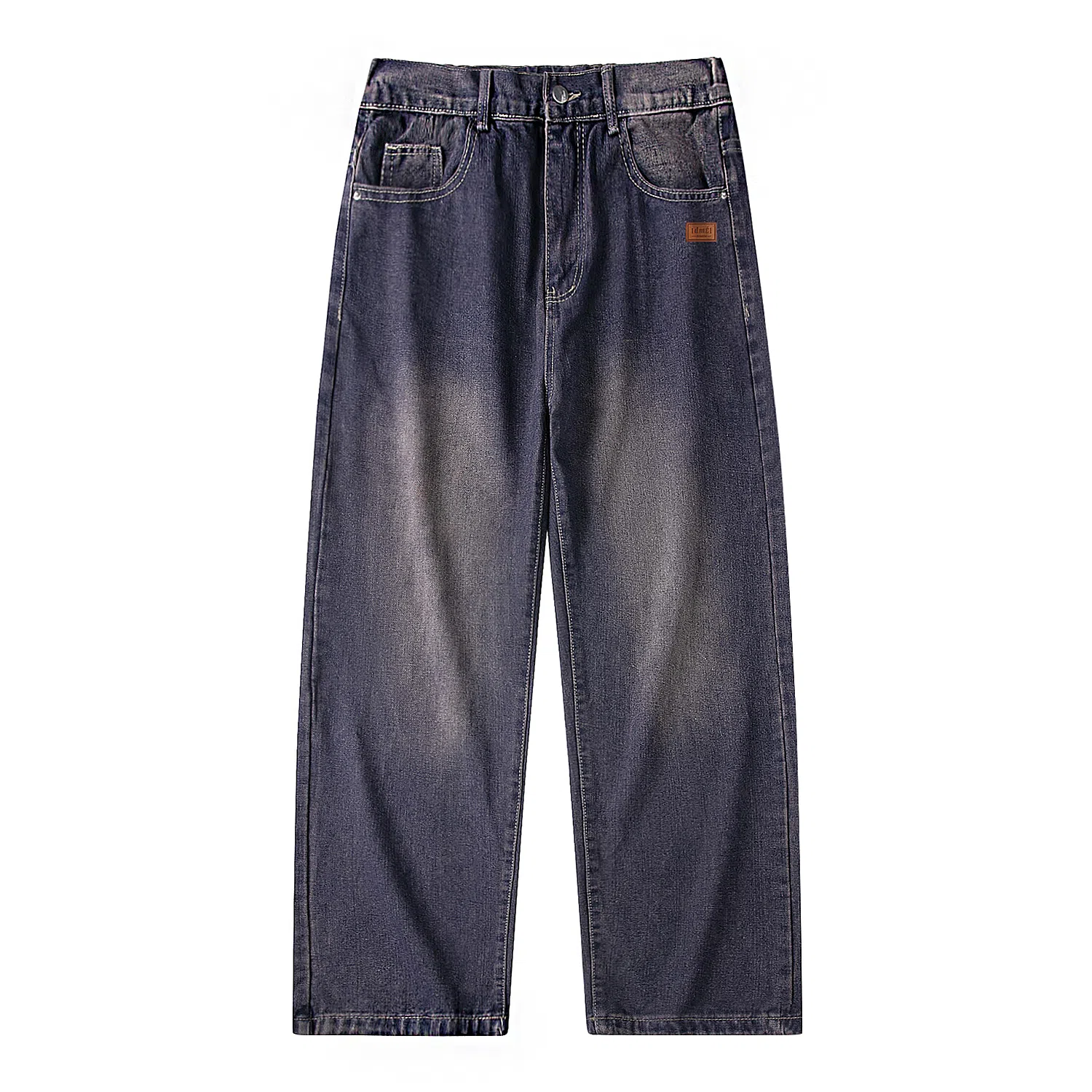 【dme】 美式潮牌复古做旧休闲直筒舒适显瘦宽松阔腿牛仔裤 男女同款