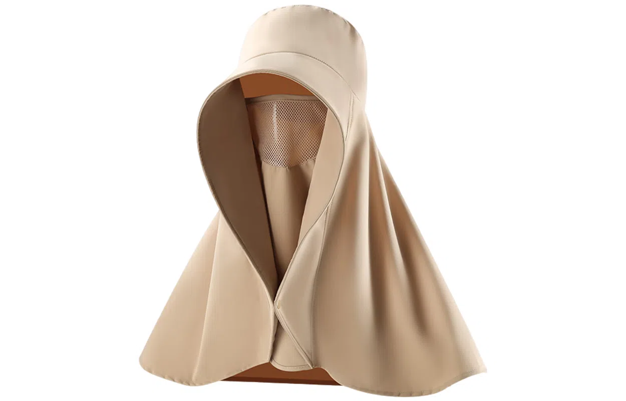 优幽兰 时尚小众设计感全脸遮阳大檐面罩护颈一体披肩百搭简约防紫外线户外出游通勤骑车太阳 锦纶 防晒帽 女款