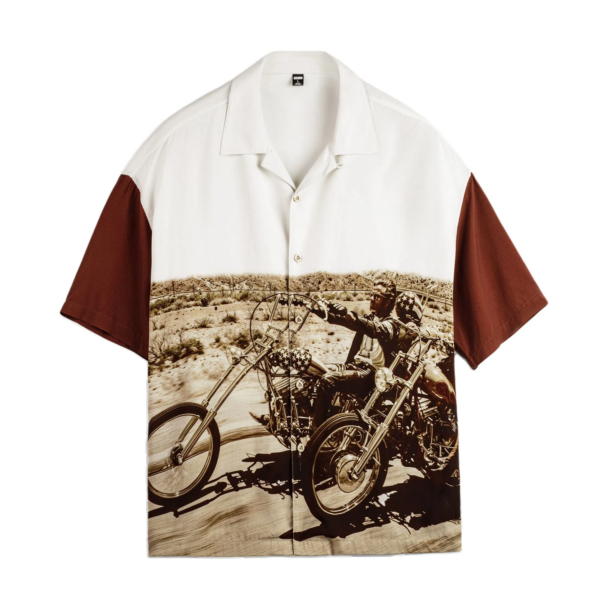 MADEN Cuban Collar Printed Shirt