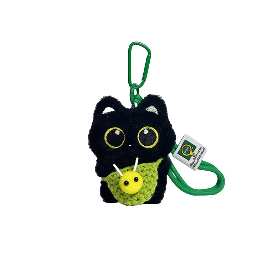 图涂丫 超萌小黑猫个性可爱手工编织挂绳 涤纶 挂件 男女同款情侣款