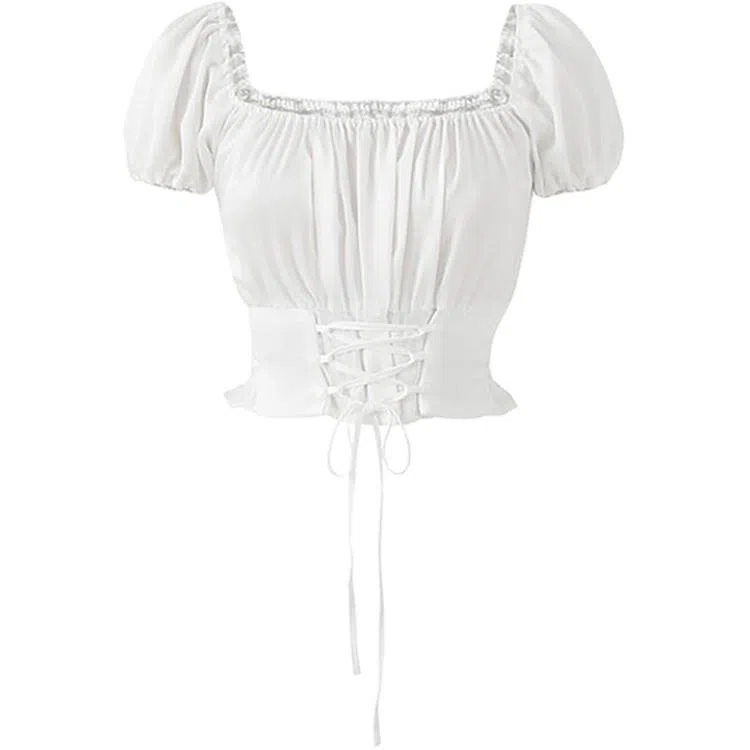 NOT YOUR ROSE SS25 Corset crop blouse (White)