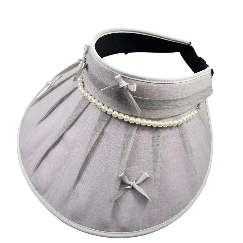 艾佳微 珍珠空顶帽大帽檐户外纯色太阳帽子遮阳帽防紫外线 聚酯纤维 防晒帽 男女同款情侣款