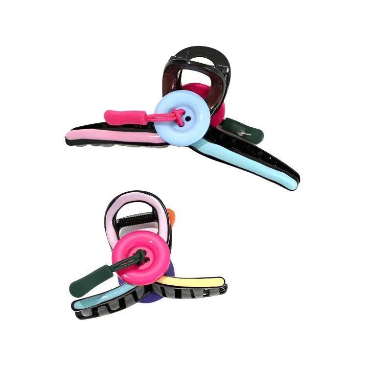 如花梦 心动多巴胺拼色纽扣后脑勺盘发 亚克力 发夹 女款