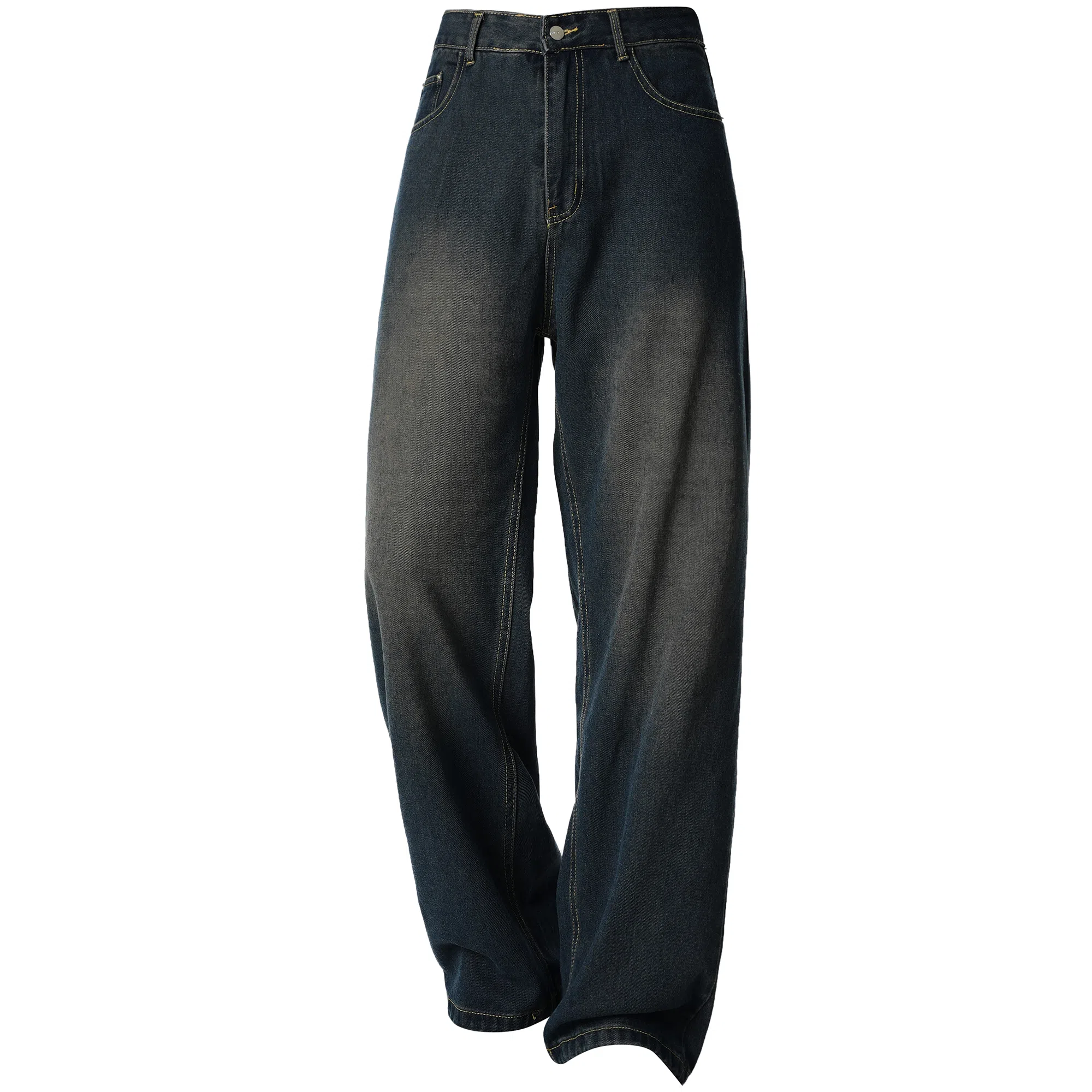 王者荣耀 美式水洗做旧自然落色舒适宽松牛仔裤 男女同款