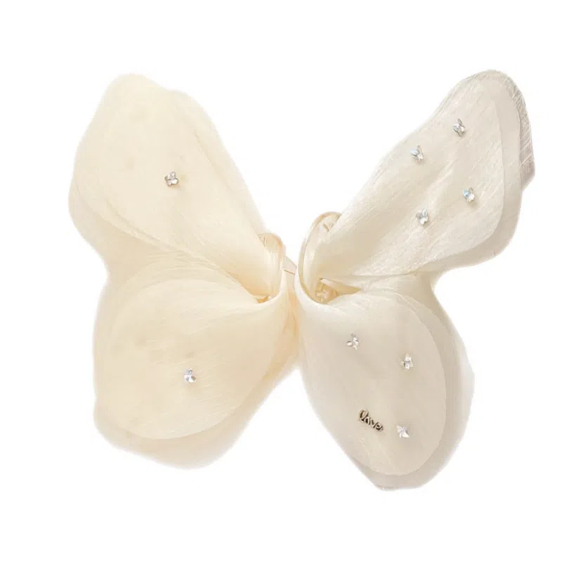 千桐 迷蝶温柔气质头饰 亮纱蝴蝶仙气法式抓夹 精致后脑勺鲨鱼夹 亚克力 发夹 女款