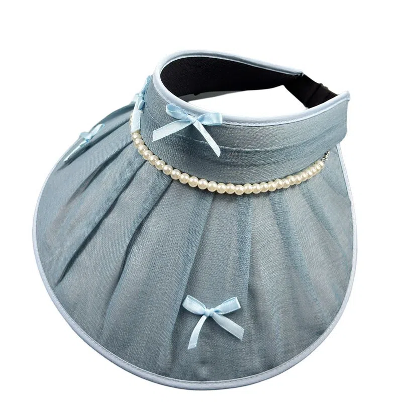 艾佳微 珍珠空顶帽大帽檐户外纯色太阳帽子遮阳帽防紫外线 聚酯纤维 防晒帽 男女同款情侣款