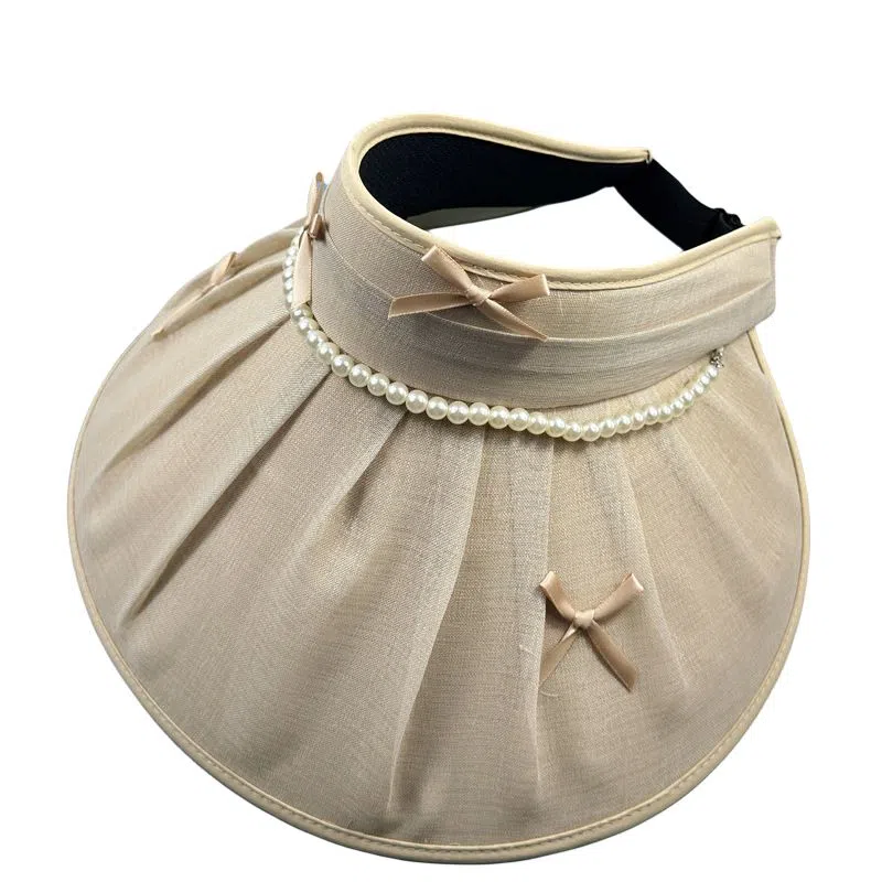 艾佳微 珍珠空顶帽大帽檐户外纯色太阳帽子遮阳帽防紫外线 聚酯纤维 防晒帽 男女同款情侣款