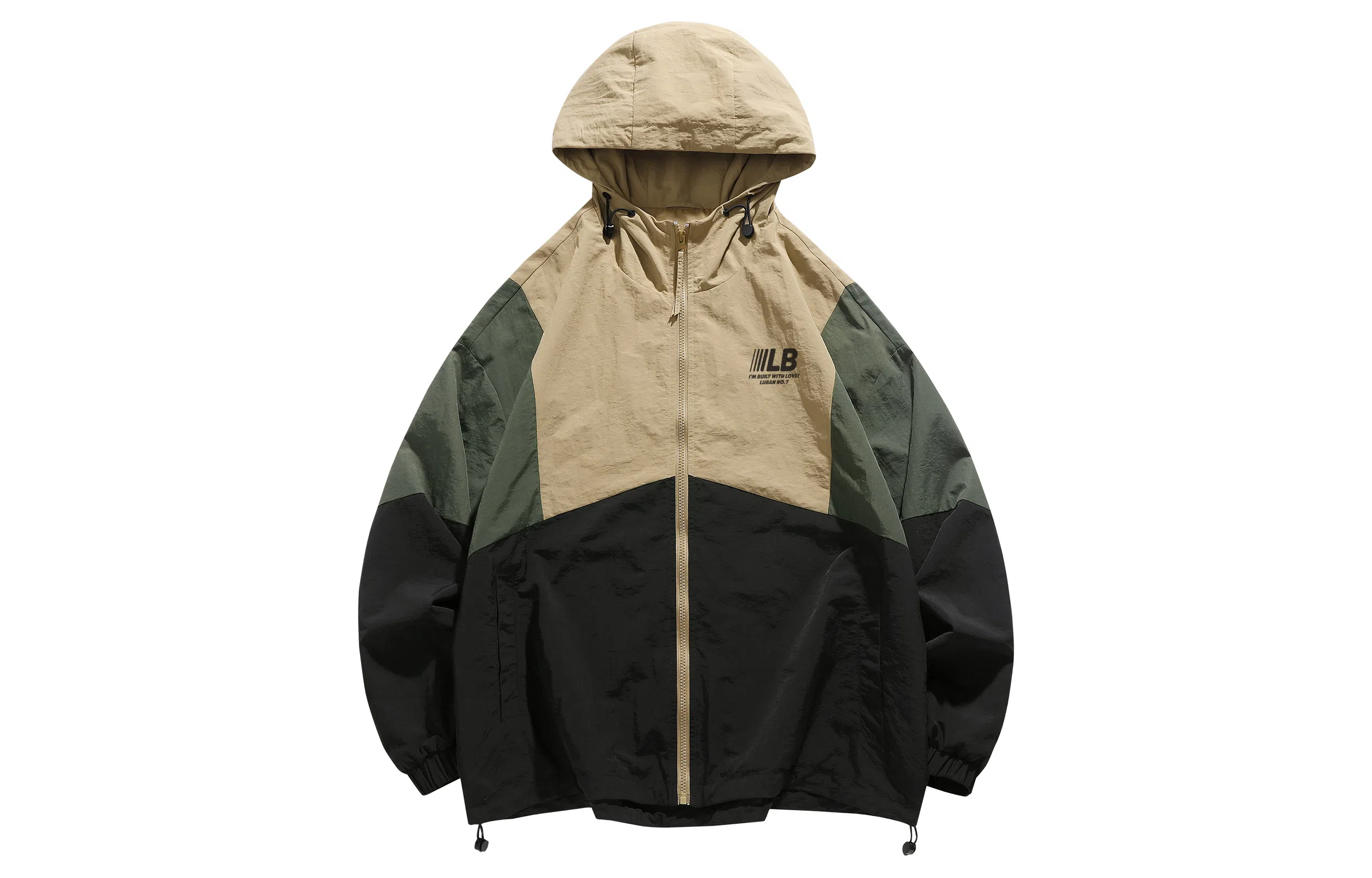 王者荣耀 美式复古拼接撞色连帽风衣外套宽松舒适户外运动通勤休闲百搭时尚夹克衫 鲁班七号款 男女同款