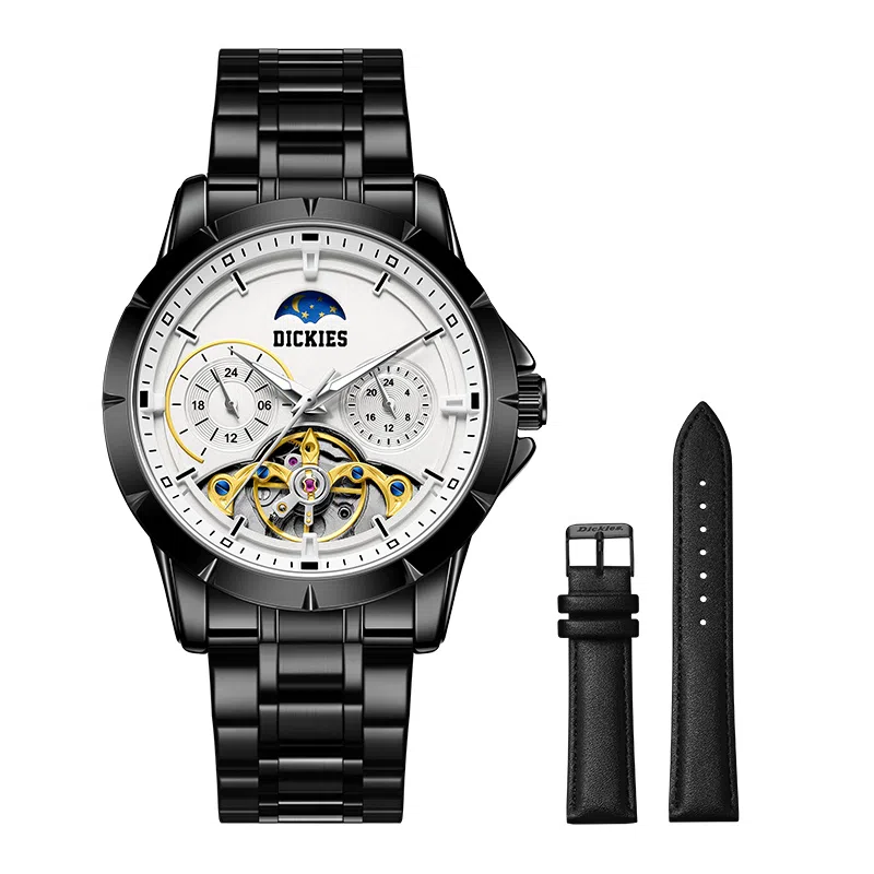 Dickies DK Watch Mechanical Steel Strap White Dial