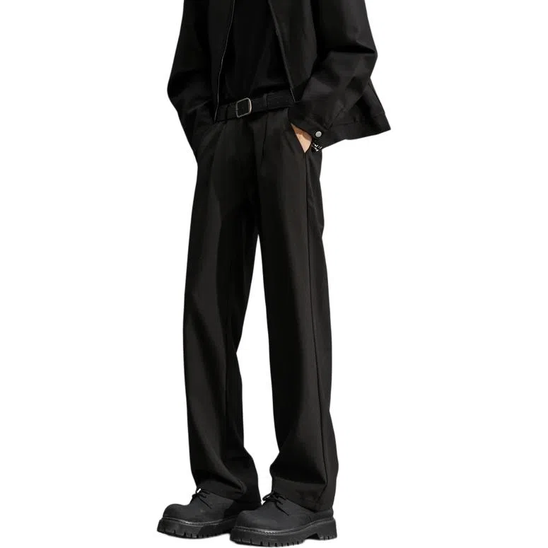 顶峰保罗 纯色垂感凉感宽松百搭直筒长裤薄款舒适小众简约高级感潮牌显瘦显高微喇休闲裤 男女同款