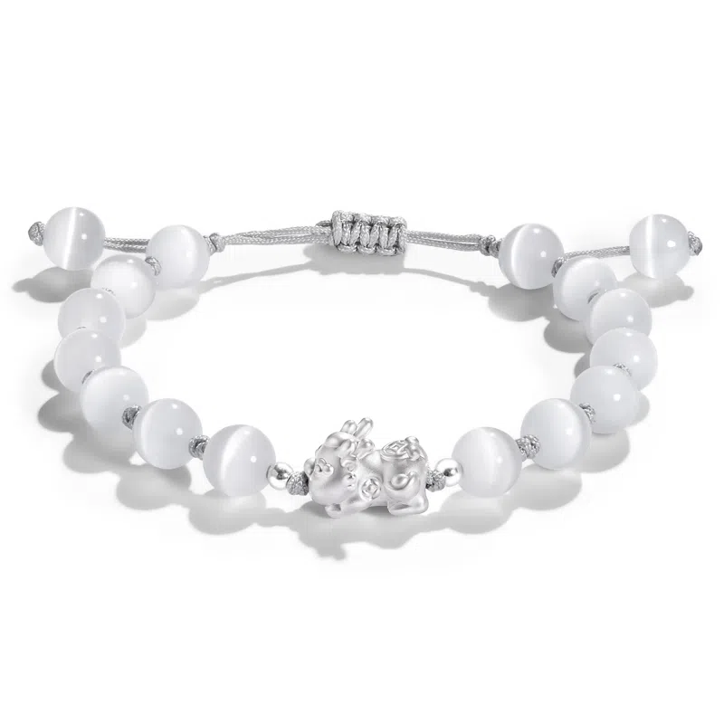 中国黄金 珍·尚银 吞金兽 招财貔貅招财珠串 轻奢小众本命年 新中式 琉璃 手串 男女同款情侣款 礼盒