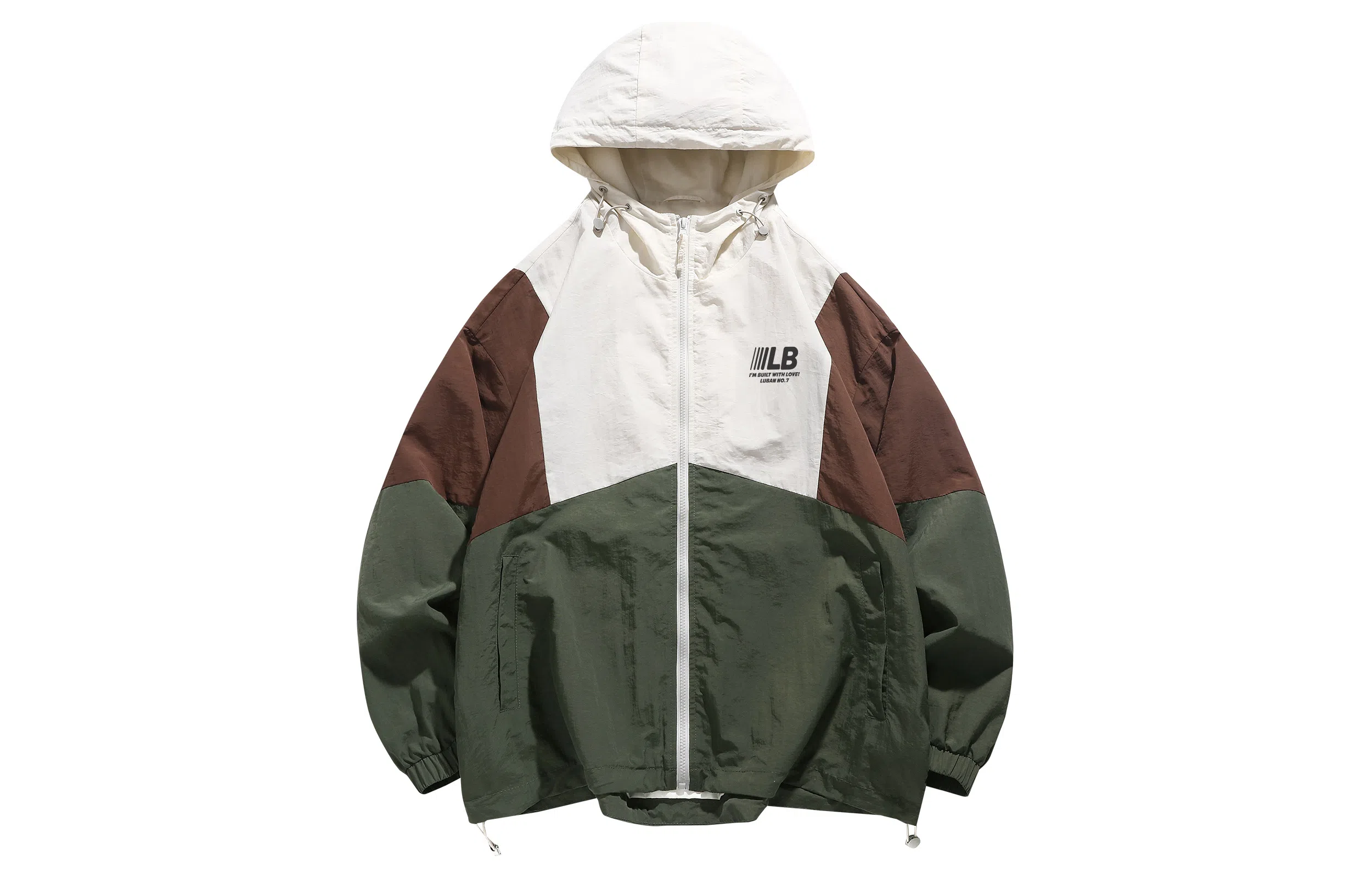 王者荣耀 美式复古拼接撞色连帽风衣外套宽松舒适户外运动通勤休闲百搭时尚夹克衫 鲁班七号款 男女同款