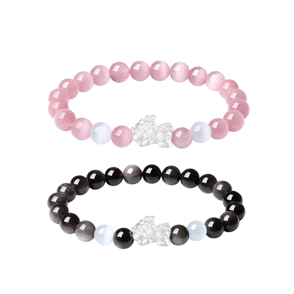 希遇 招财吞金兽新中式国潮八方来财 好运 玻璃猫眼 手串 男女同款情侣款