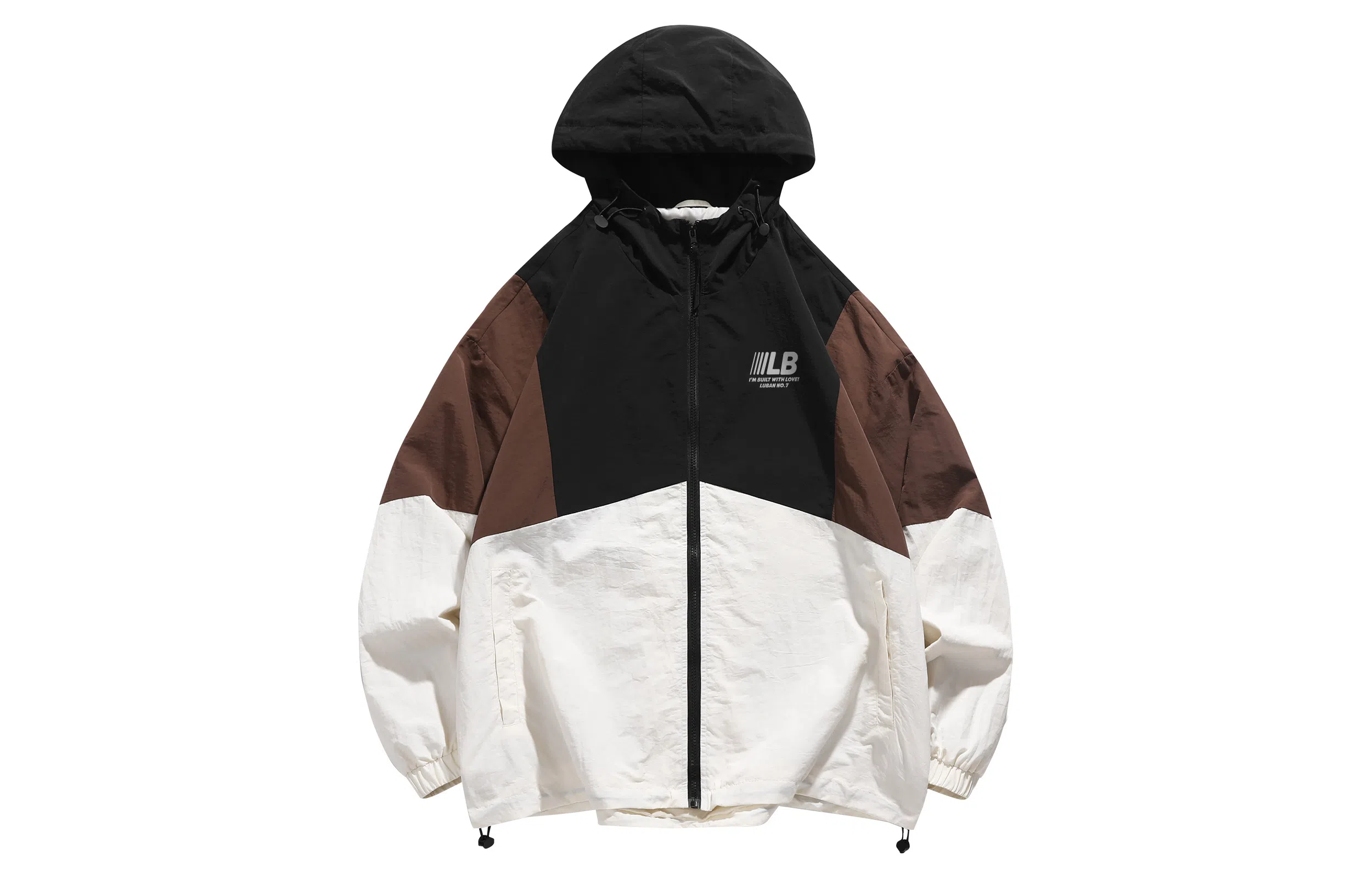 王者荣耀 美式复古拼接撞色连帽风衣外套宽松舒适户外运动通勤休闲百搭时尚夹克衫 鲁班七号款 男女同款