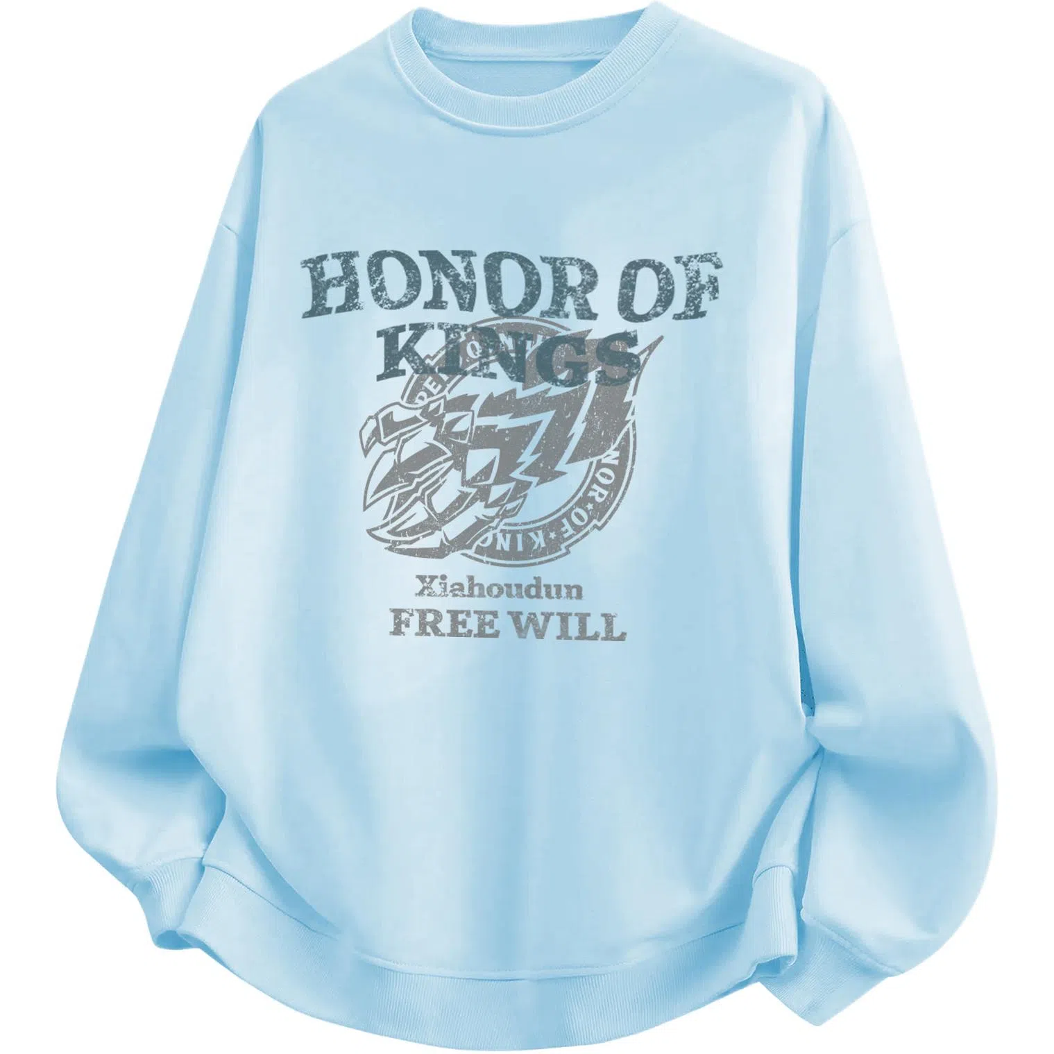 王者荣耀 美式爪子字母长袖落肩款宽松舒适高街痞帅青少年休闲百搭时尚圆领卫衣 裴擒虎款 男女同款