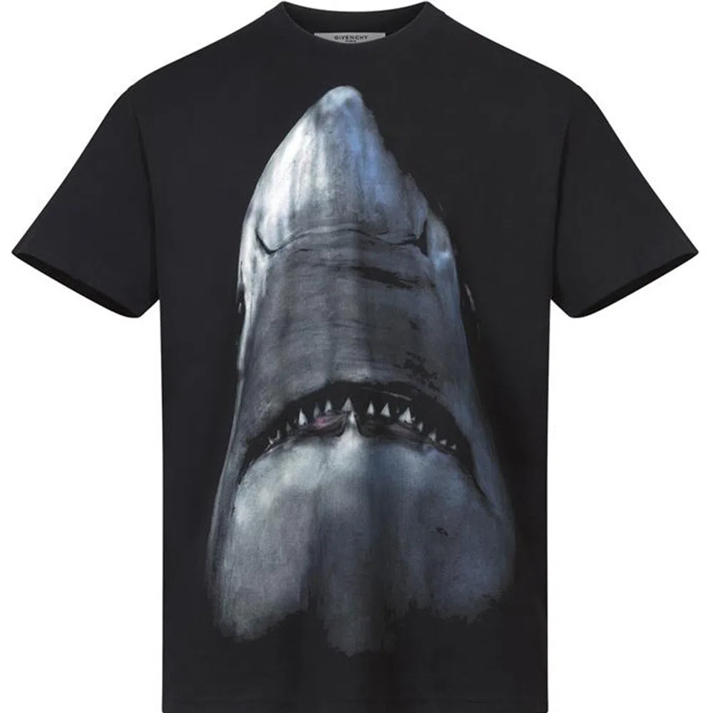 Givenchy Shark Print Slim Fit T-Shirt Black