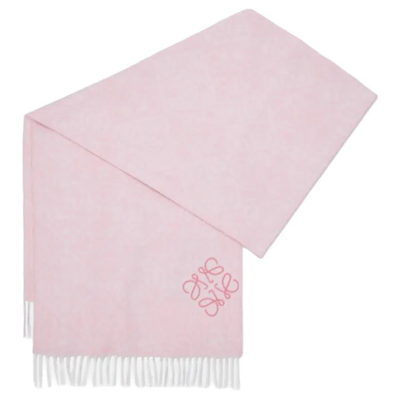 LOEWE Anagram Wool Scarf Soft Pink