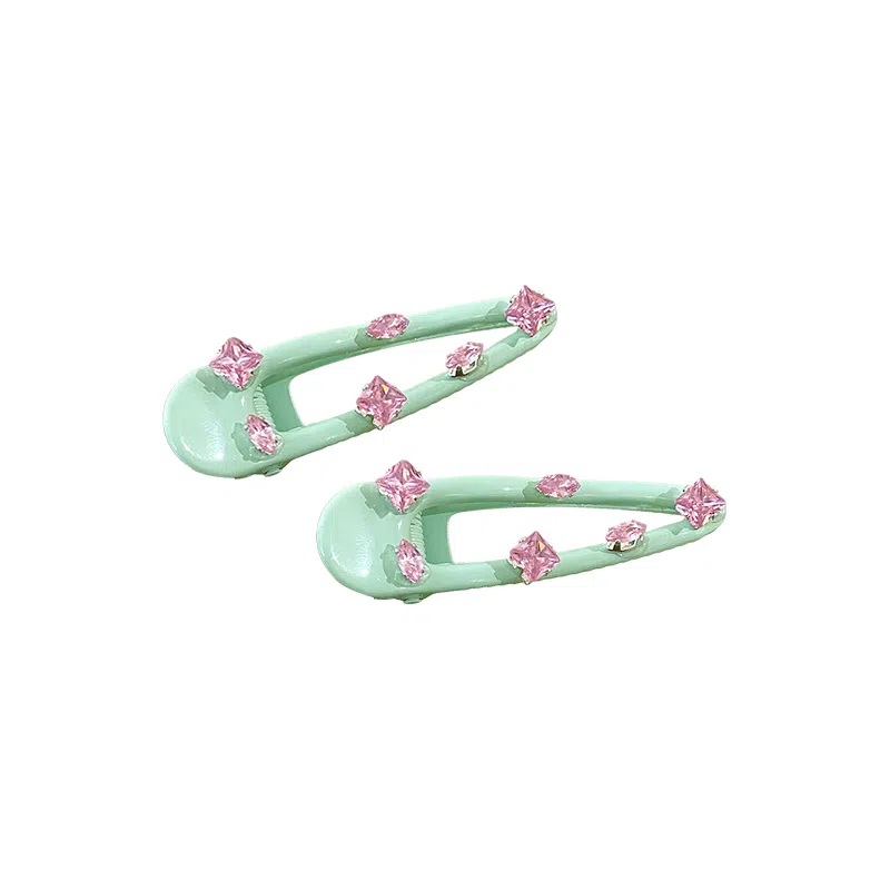 蒙妮 薄荷绿超仙粉色 合金 发夹 女款