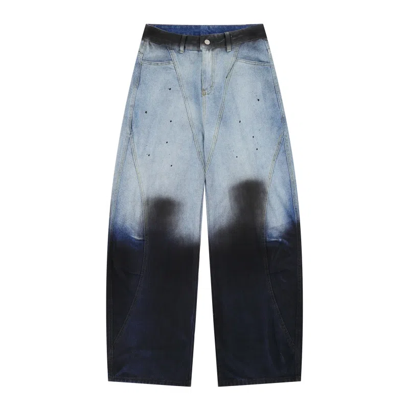 花蔓色 中腰适中宽松直筒牛仔裤 女款