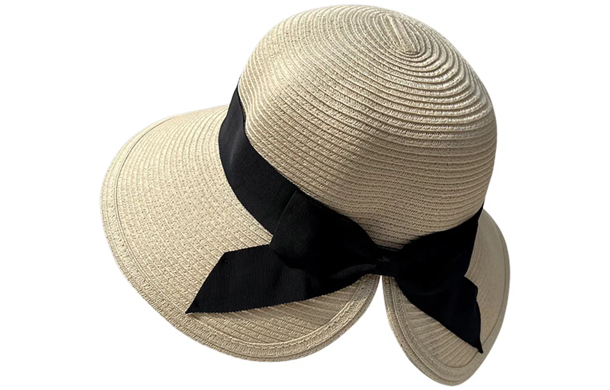 优幽兰 韩版简约沙滩百搭休闲可折叠夏海边度假轻奢高级感蝴蝶结大帽檐遮阳显脸小 草编 防晒帽 女款