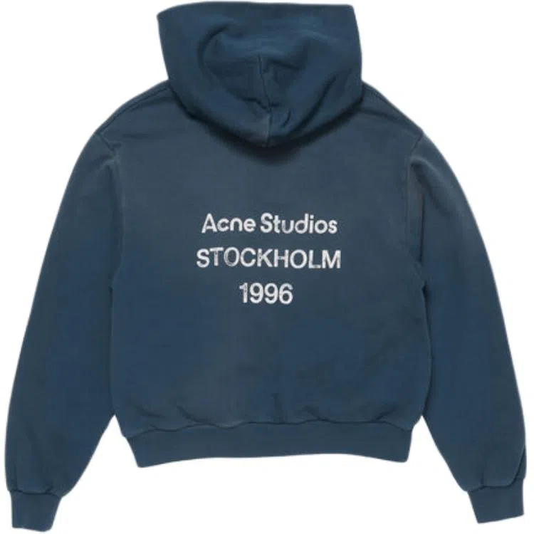 Acne Studios Back Logo Hoodie Navy