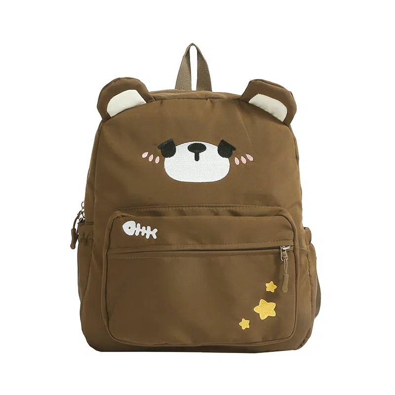 帕克熊 可爱小熊治愈感 尼龙布 双肩包 常规 女款 棕色