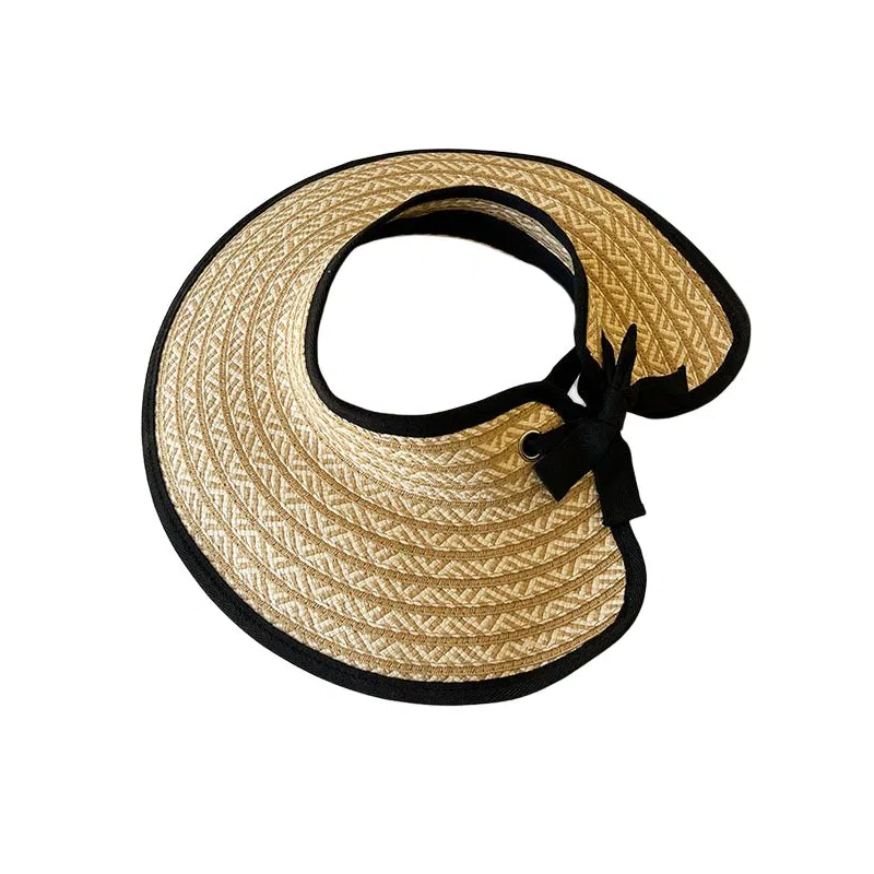 艾佳微 户外海边游玩日常通勤大檐可折叠防晒空顶帽子夏季遮阳帽防紫外线草帽 聚酯纤维 渔夫帽 男女同款情侣款