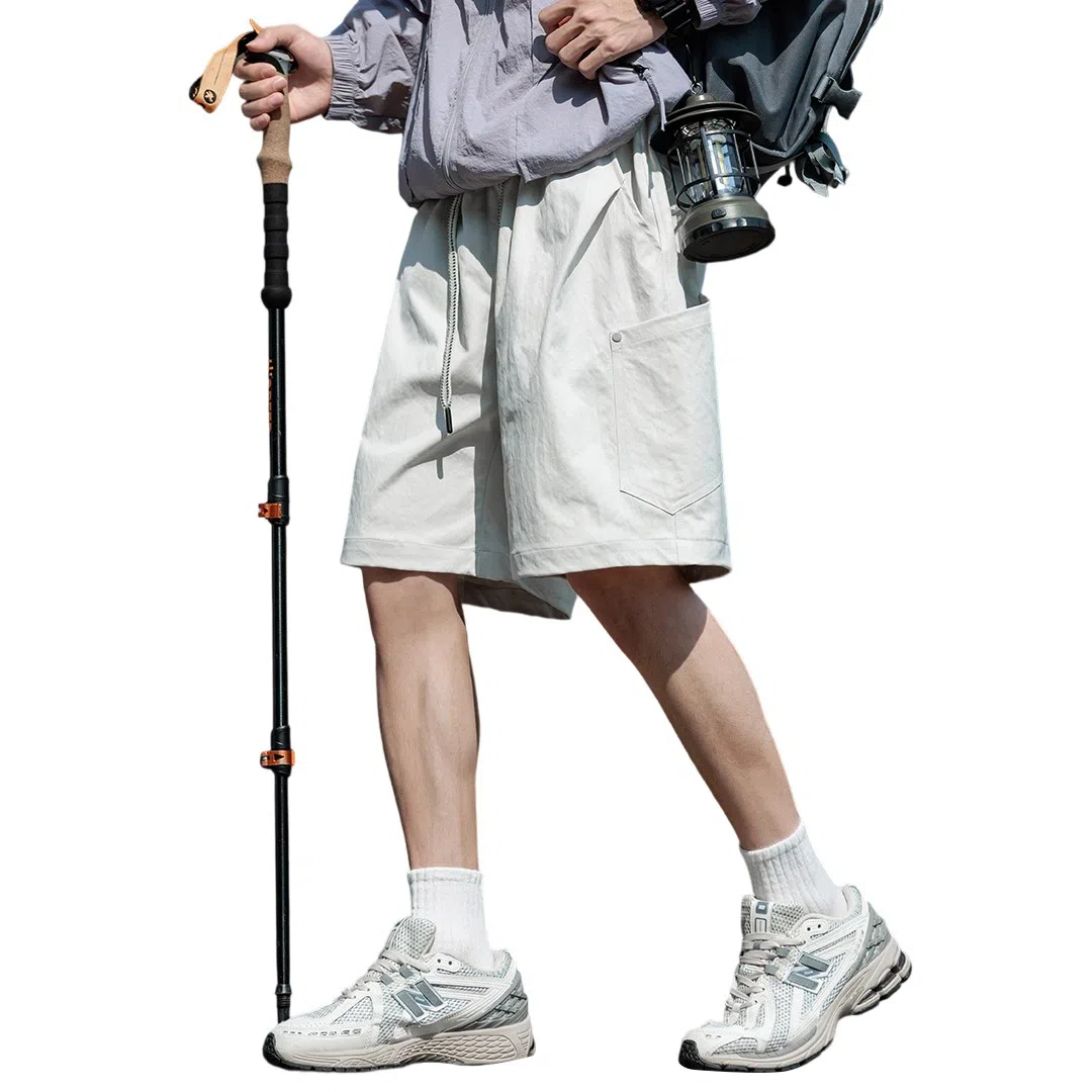 顶峰保罗 冰丝大口袋工装薄款宽松大码运动五分裤子无性别主义潮流痞帅时尚百搭设计感休闲短裤 男女同款