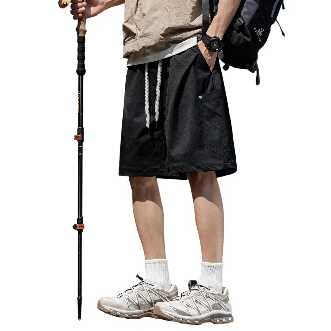 顶峰保罗 冰丝大口袋工装薄款宽松大码运动五分裤子无性别主义潮流痞帅时尚百搭设计感休闲短裤 男女同款