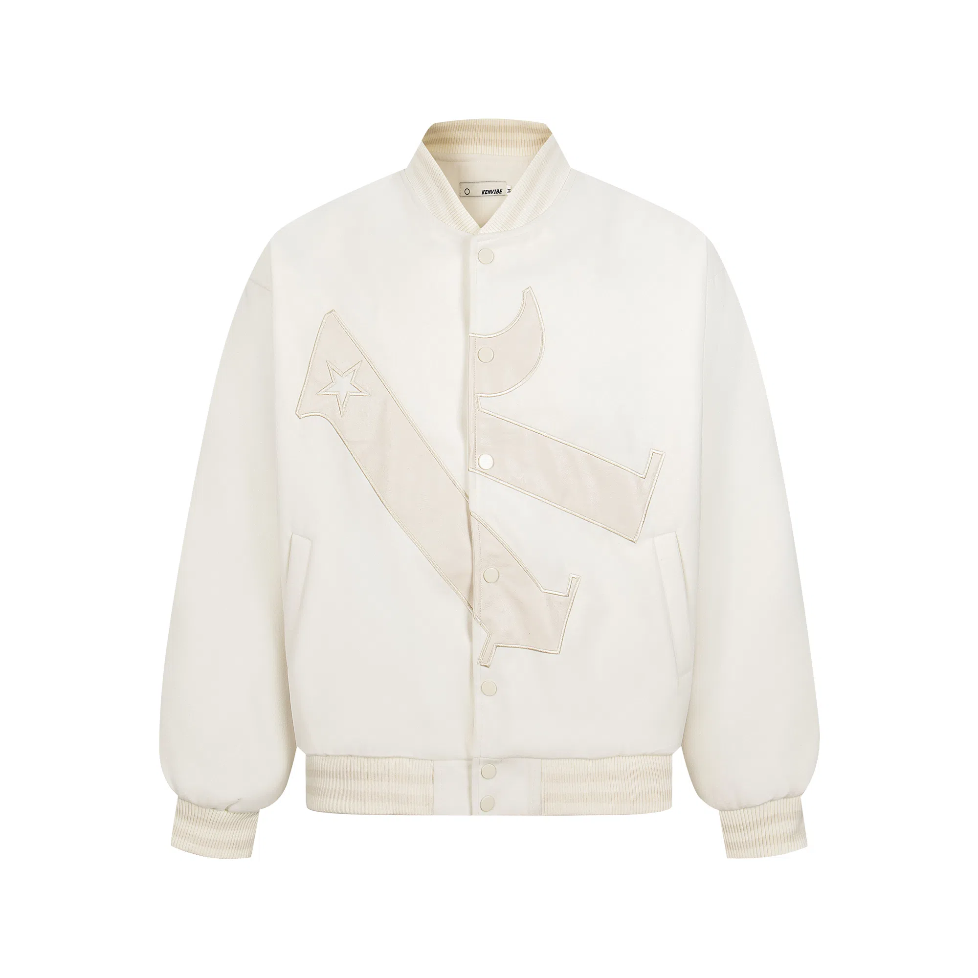 美式复古呢料皮质拼接星星刺绣宽松重磅休闲百搭款棒球服 男女同款