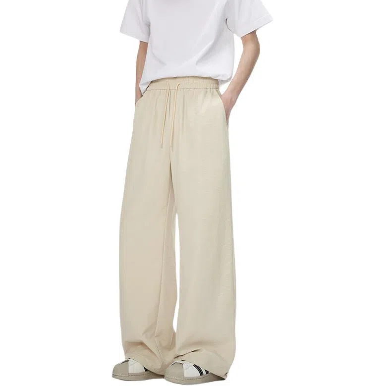 顶峰保罗 美式凉感复古痞帅直筒长裤情侣潮牌薄款宽松简约舒适小众百搭显瘦显高运动休闲裤 男女同款