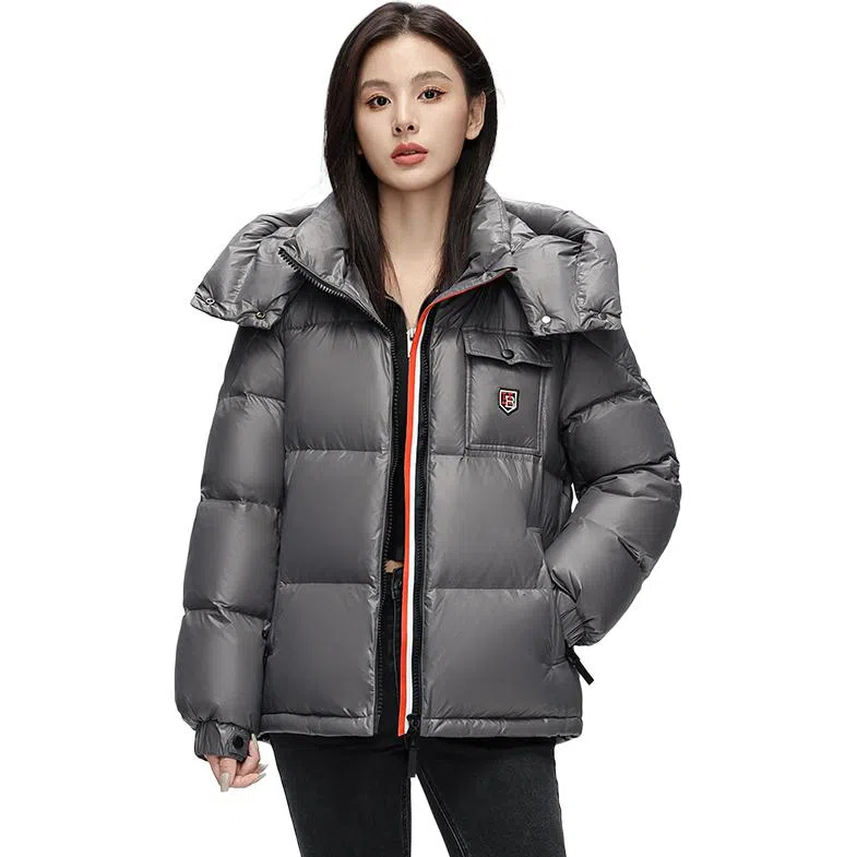 鸭鸭 时尚百搭加厚鸭绒保暖休闲短款连帽羽绒服 男女同款