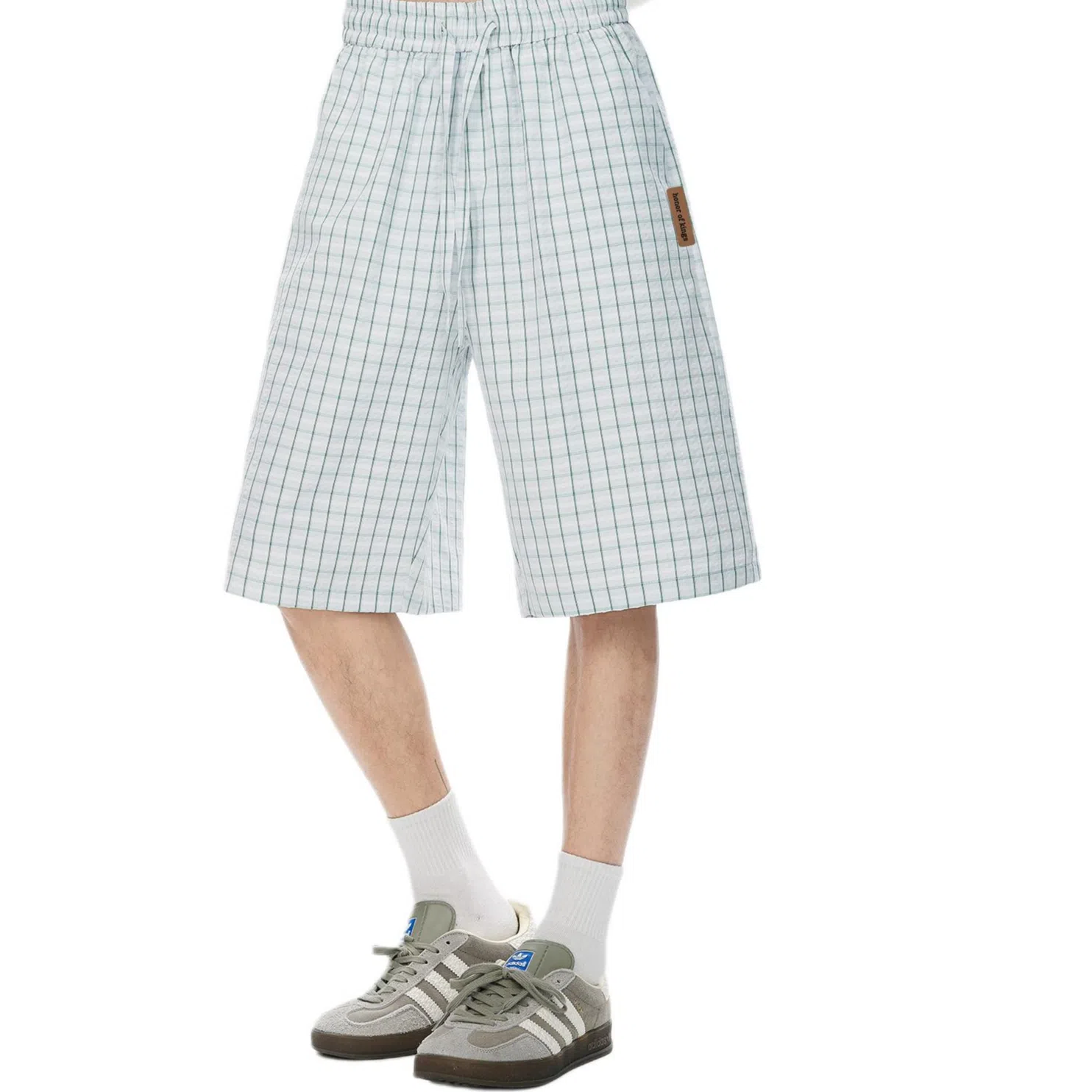 王者荣耀 美式复古格子五分裤宽松舒适透气居家户外运动休闲时尚百搭潮流篮球裤 男女同款