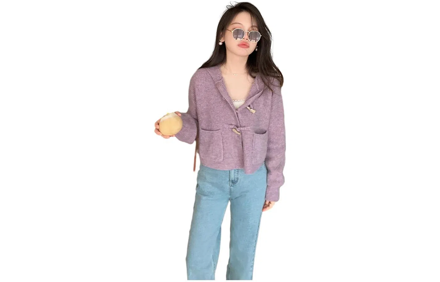 花栗鼠小姐 慵懒风连帽针织衫 女款