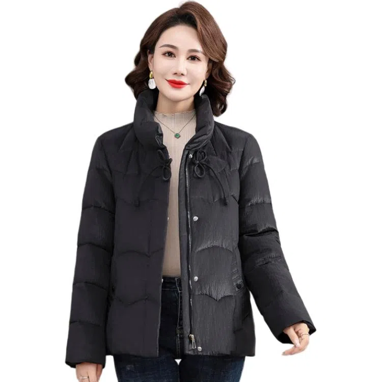 雅鹿 纯色立领拉链长袖加厚羽绒服 女款