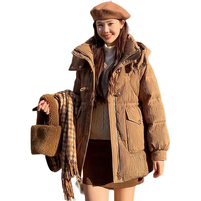 鸭鸭 纯色连帽简约舒适羽绒服 女款